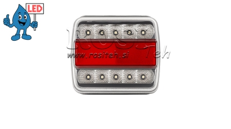 LUZ TRASEIRA LED PARA REBOQUE COMBINADA 4 FUNÇÕES 12V BRANCA