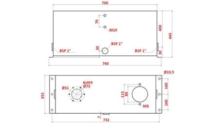 RESERVATÓRIO METÁLICO 100 LITROS CUBO 445x355x700mm COMPLETO COM EQUIPAMENTO