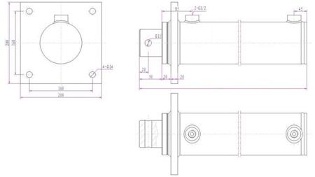 CILINDRO HIDRÁULICO PARA DIVISOR DE MADEIRA COM PLACA DE MONTAGEM 100/60-1050