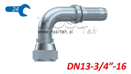 CONEXÃO HIDRÁULICA DKJ JIC74° CURVA FEMEA 90° DN13-3/4-16