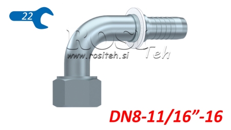 CONEXÃO HIDRÁULICA DKORFS CURVA FEMEA 90° DN8-11/16-16