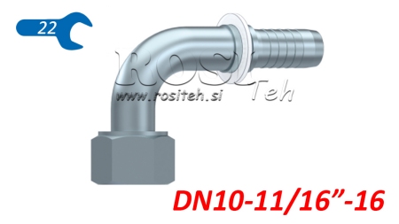 CONEXÃO HIDRÁULICA DKORFS CURVA FEMEA 90° DN10-11/16-16