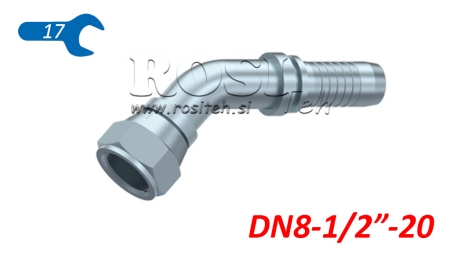 CONEXÃO HIDRÁULICA DKJ JIC74° CURVA FEMEA 45° DN8-1/2-20