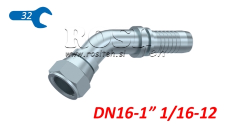 CONEXÃO HIDRÁULICA DKJ JIC74° CURVA FEMEA 45° DN16-1 1/16-12