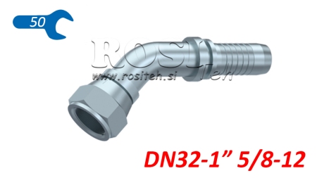 CONEXÃO HIDRÁULICA DKJ JIC74° CURVA FEMEA 45° DN32-1 5/8-12