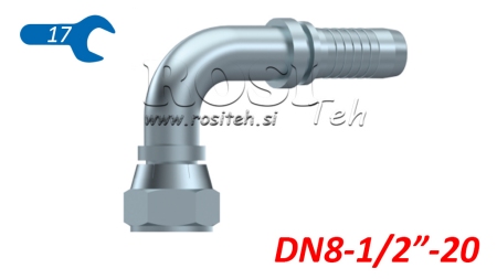 CONEXÃO HIDRÁULICA DKJ JIC74° CURVA FEMEA 90° DN8-1/2-20