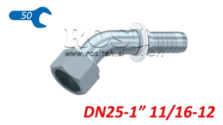 CONEXÃO HIDRÁULICA DKORFS CURVA FEMEA 45° DN25-1 11/16-12