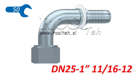 CONEXÃO HIDRÁULICA DKORFS CURVA FEMEA 90° DN25-1 11/16-12