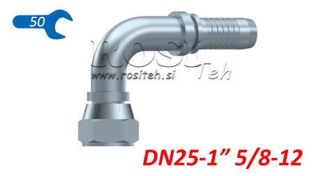 CONEXÃO HIDRÁULICA DKJ JIC74° FEMEA CURVA 90° DN25-1 5/8-12