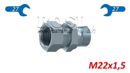 CONECTOR HIDRÁULICO DUPLO NUT GIRATÓRIA M22X1,5