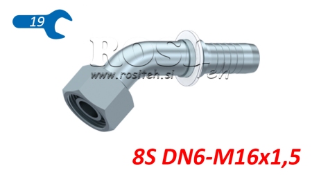 HIDRAVLIČNI PRIKLJUČEK DKOS 8 S ŽENSKI KOLENO 45 DN6-M16x1,5