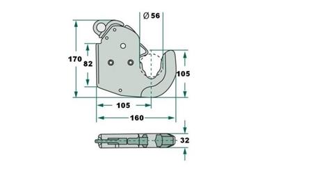 GANCHO AUTOMÁTICO PARA HASTES HIDRÁULICAS DE TRACTOR CAT.2S ECO - dimensões