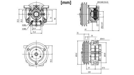 EMBREAGEM MAGNÉTICA ELÉTRICA 12V PARA BOMBA GR.2 dimensões