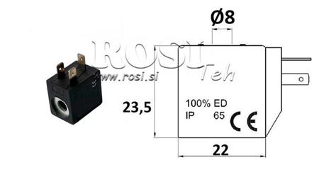 BOBINA ELETROMAGNÉTICA 12VDC PARA VÁLVULA - fi 8mm-23,5mm 2,8W