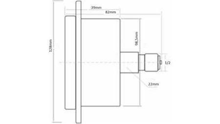 MANÔMETRO DN100 TRASEIRO 0 - 250 BAR - 1/2-dimensões