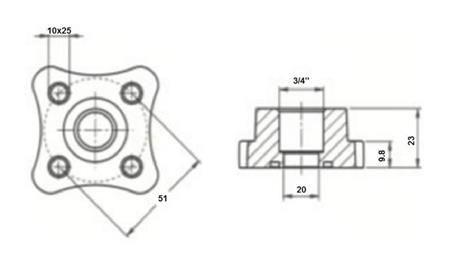 CONECTOR DE MANGUEIRA 3/4 - FLANGE PLANA fi 50