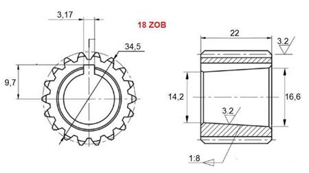 ENGRENAGEM PTO GR.3 - GR.2 Z18