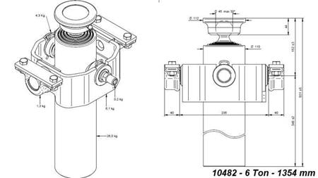 TELESKOPSKI CILINDER COMPACT 4 STOPNJE 1354mm x110 -KROGLA