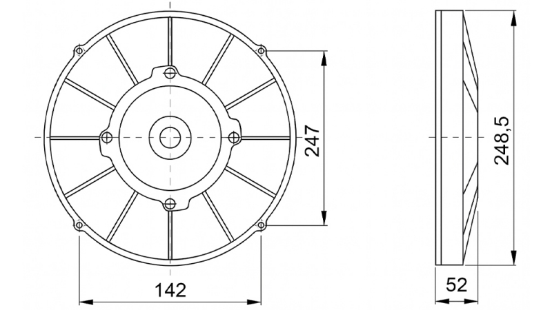 VENTILADOR AXIAL 255MM PUSH 12V